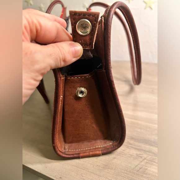 Vintage western style saddlebag purse leather & woven material made in Guatemala - Picture 9 of 13